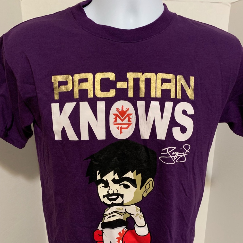 Manny Pacquiao “Pac man knows”. T-shirt. Sz S